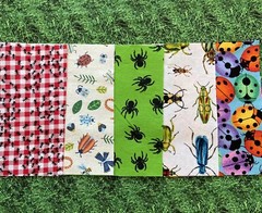 Bug Jar Quilt Fabric, 25 Assorted 4 1/2”x6” Rectangles, FREE Bug Jar Pattern #1