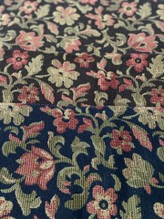 2 upholstery weight tapestry sample cuts 25″ x 25″ 1 brown & 1 black background