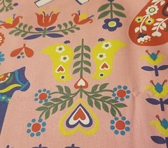 Pink Holland Oxford Cloth, Lg. 74″x46″ Trefle Kokka,Matryoshka, Russian, Japan
