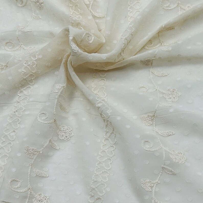 Soft Chiffon Floral Embroidery Chiffon Lace Fabric for Bridal Dress Tops Costume