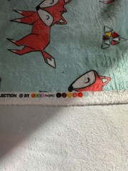 Fabric Minky Tokala Fox Aqua T60x33 Little Fox Winter Foxy Cotton Fabric