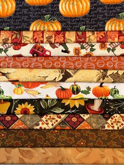 Quilting Fabric Lot – 10 Fat Quarters, Fall/Autumn + 1 FREE!