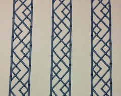KRAVET LATTICELY ULTRAMARINE BLUE MODERN BAMBOO STRIPED FABRIC 2.75 YARD 54″W