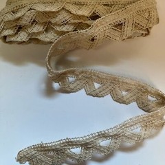 Vintage lace ecru color scalloped loop design. Single piece, 142”. New.