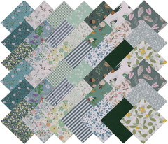 Charm Packs for Quilting 5 inch – 42 Charm Squares for Quilting 5×5 – Green Cott