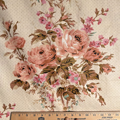 Vintage Ramm chintz fabric decorator peach Floral English Cottage pink bdfcoral