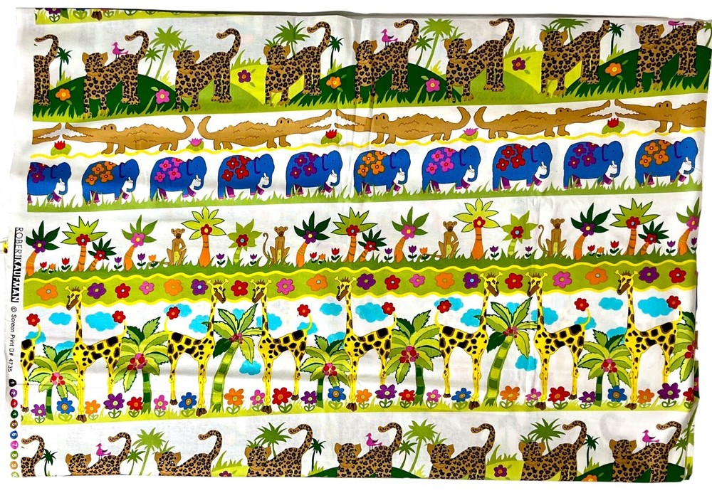 Robert Kaufman #4735 Jungle Jamboree Safari Animals 1 Yard By 44”