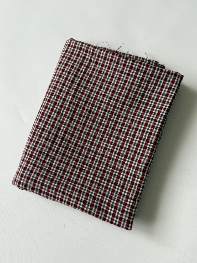 Red Blue Patriotic HOMESPUN Fabric Cotton Plaid Primitive Country 27×72 remnant