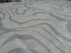 Designer Abstract Silver Gray Pearlescent Velvet WavyTeal Hash Lines BTY Sleek!