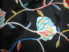 #102 John Kaldor Holiday Fabric Black Blue Flower Vines 42″ by 1.5 Yds New