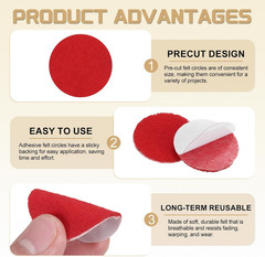 50 Pcs Adhesive Felt Circles, 3/4″ Round Non-Woven Felt Pads Stickers Dots Pre C
