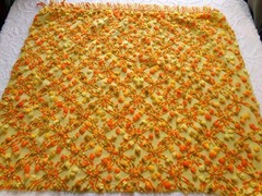 confetti vtg chenille bedspread fabric colorful boho wedding ring design, 20×24″