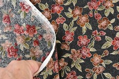 By 1/2 Yd, Burgundy Brown & Green Floral on Gray Quilt Cotton, Hi-Fashion, P2898