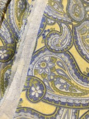 Large Print Paisleys Blue Sage on Pastel Yellow Cotton Fabric 2.1 Yards x 44″ W