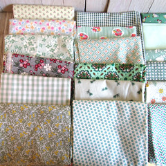 fabaric/yardage Quilting FAT QUARTERS 6.75yds Green Novelty Prints Sewing/Craft