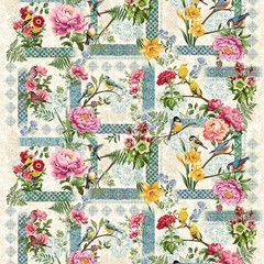 Garden Symphony Floral on Black by Jan Mott From Henry Glass 44″ Wide BTY