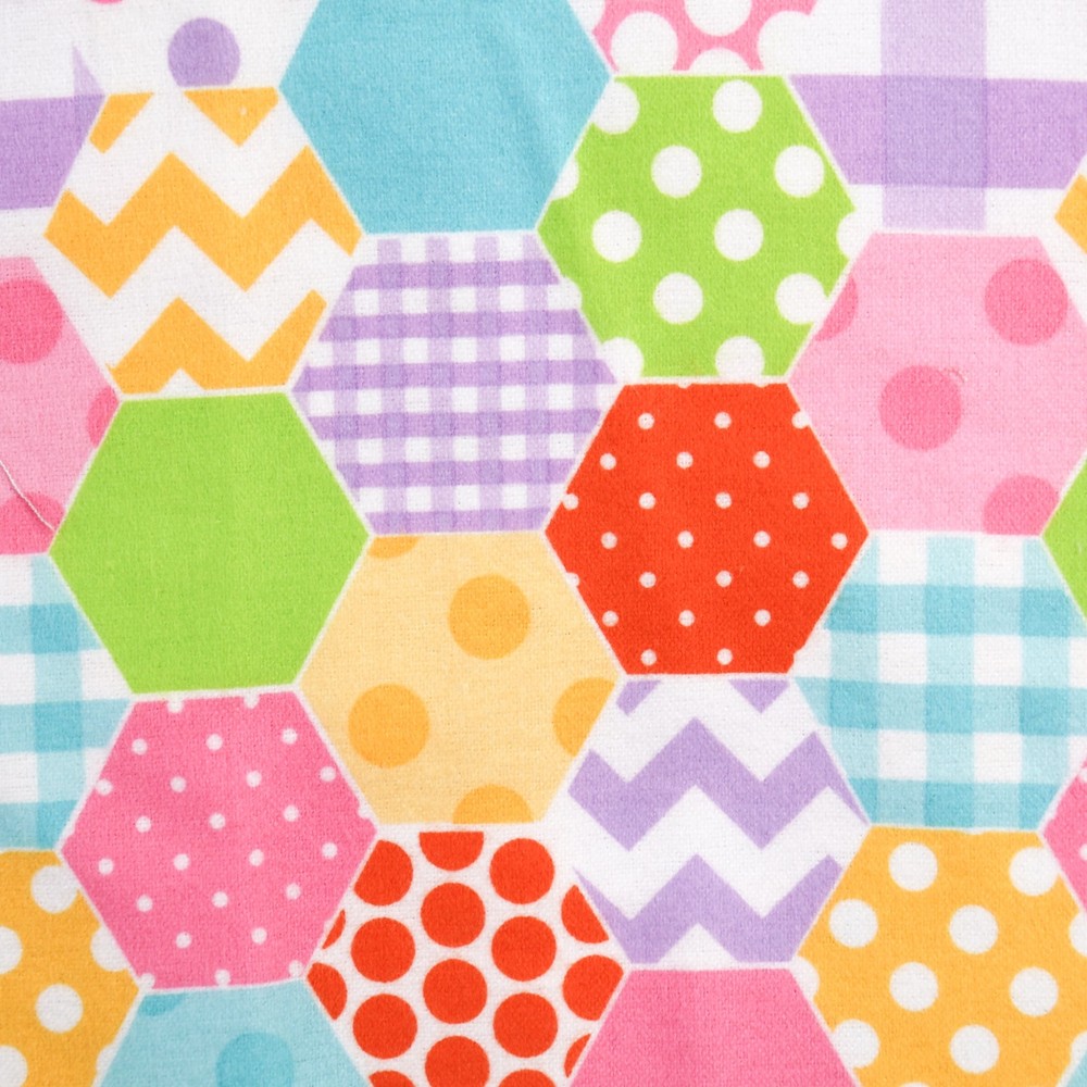 Hexi Print Cotton Flannel The RBD Designers Fabric BTHY Half Yd Bright Pastels