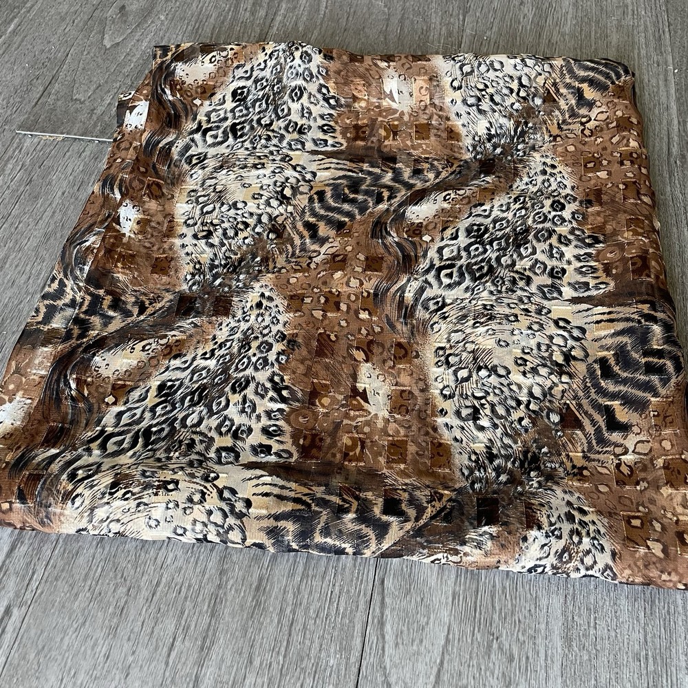 Jo-Anne Fabric Sheer Animal Print Squares Cheetah Zebra Brown Blk 57″W 58″L 1+Yd