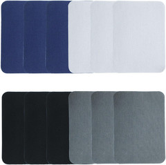 12Pcs Fabric Repair Patches, Black, Blue, Dark Grey, Light Gray | Iron