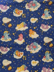 HTF Vintage 2004 Sweet Dreams Care Bears Glow In The Dark Cotton Fabric 44×162″