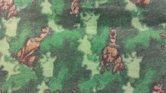 Vintage Fabric Remnant*Scooby-Doo Dog Camo*Brushed Flannel 30″ x 30″ *Z*