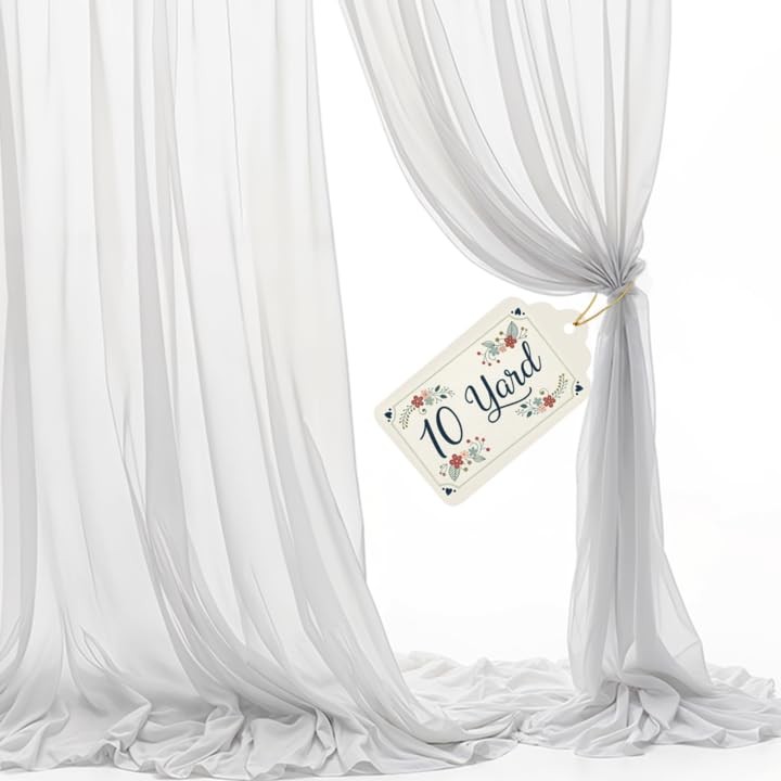 New Star Fabrics Sheer Voile Chiffon Draping 10 Yards 120 Wide White Voile Use