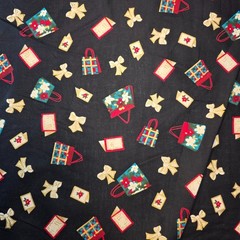 Christmas “Purses & Bows & Cards” on Black Cotton Quilting Fabric
