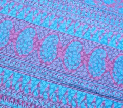 Sushila Vintage Blue Scrap Saree Blend Crepe Silk Printed Floral Sari Fabric