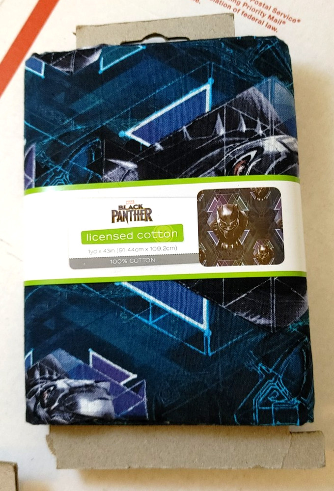 Black Panther Marvel Superhero The Avengers One Full Cut Yard Cotton Fabric 1yd