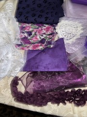 PURPLE Inspiration Textile Junk Journal Craft Kit Fabric Lace Fibers + More