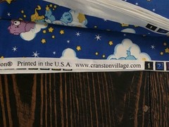 HTF Vintage 2004 Sweet Dreams Care Bears Glow In The Dark Cotton Fabric 44×162″