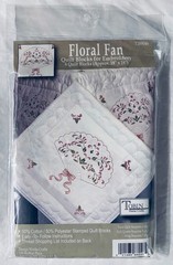 Quilt Stamped Blocks for Embroidery – Floral Fan – 6 Blocks in Package – Sealed