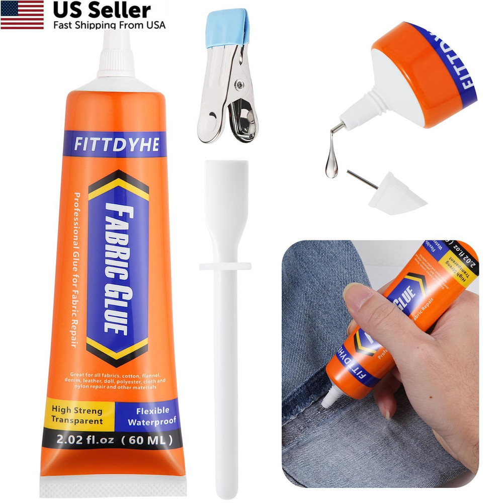 FITTDYHE Fabric Glue Permanent, 60 ML Washable Clear Clothing 60ML,