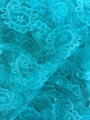 Teal Paisley Floral Lace Fabric By the Yard 46″ Wide