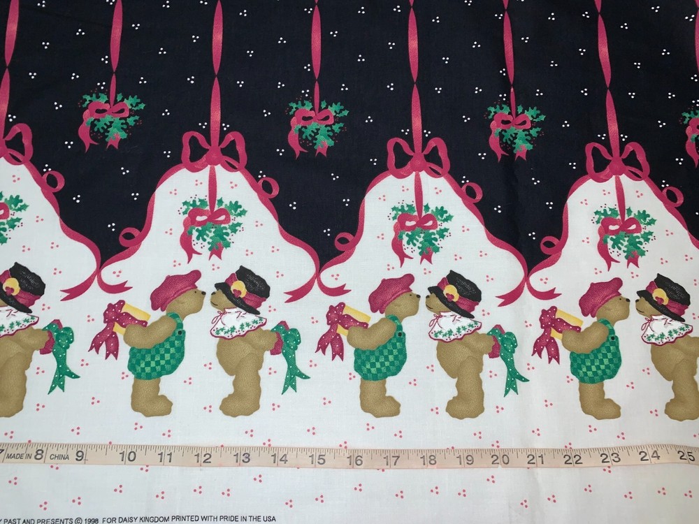 NEW Daisy Kingdom Mistletoe Bears Christmas Border 100% Cotton Sold by 1/2 Yard