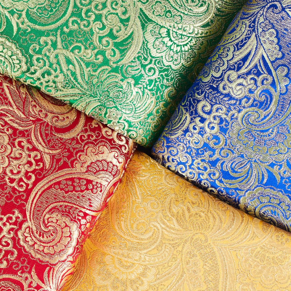 Gold Paisley Metallic Brocade Fabric – Nylon Poly Metallic 58/60″ By The Yard