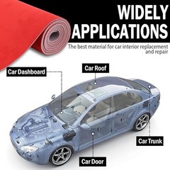 Suede Headliner Fabric with Foam Backing, Auto Suede Roof 96″ L × 60″ W Red