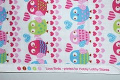 OWL Fabric Hobby Lobby Love Birds 3.3 Yards 100% Cotton Pink Blue Heart Quilting