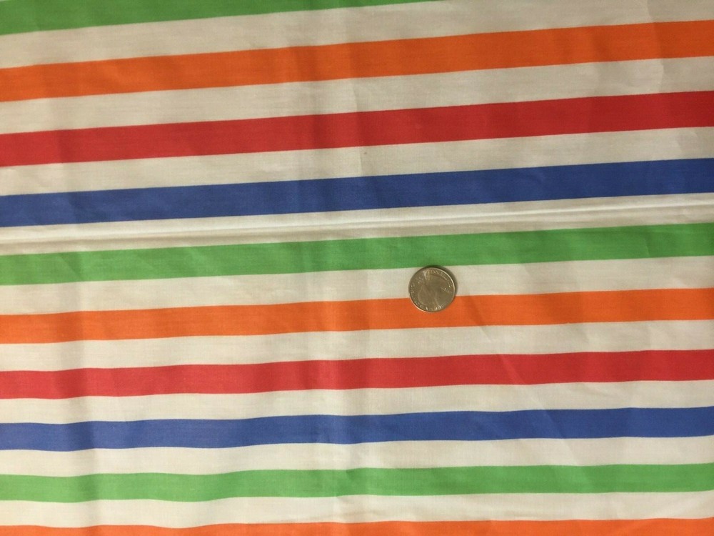 Cotton Stripes Multi-Color Red Orange Blue Green Striped Fabric Print 44″Wx 25″