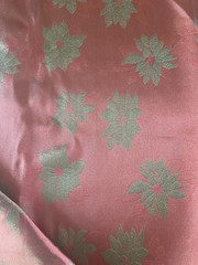 Vintage Poinsettia Satin Brocade Fabric 6 Yards Metallic Gold Red Green