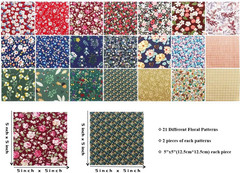 Cotton Charm Packs 42 Pieces 5×5 Inch Dark Floral Fabric Squares for Quilting