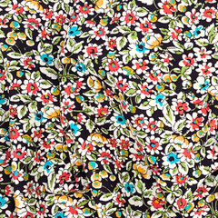 Red Blue Green Floral Cotton Fabric: Colorful Vintage Inspired Material 58 “W