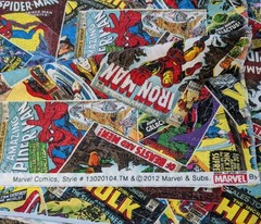 2 Pieces Marvel Comic Iron Man Hulk Captain America Cotton Fabric Excellent