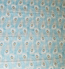 Teal Indian Peacock Feathers Fabric 2 Yds X 43″ Suzanne Nicoll Springs Creative