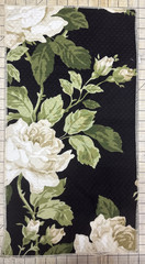 Quilted Black Cotton Rose Print Upholstery Fabic Sample Harden Brand #16
