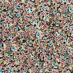 Red Blue Green Floral Cotton Fabric: Colorful Vintage Inspired Material 58 “W