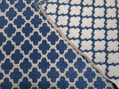 Covington TRELLIS WALK INDIGO Navy Blue Beige Woven Designer Drapery Uph Fabric