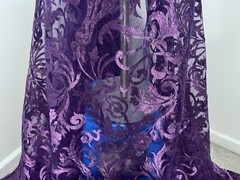 PURPLE Embroidery Lace Fabric 50” Width Sold By The Yard