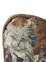 Cat Tapestry Throw Pillow Siamese Persian Tabby Black Ginger Cats Rope Edge 16”