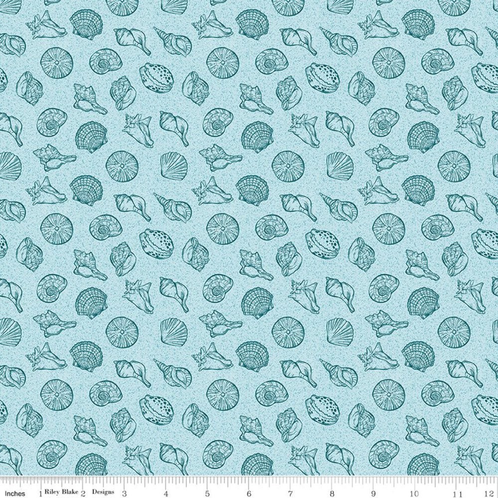 Reef Shells Sky Fabric by the Yard or Fat Quarter | Riley Blake Designs